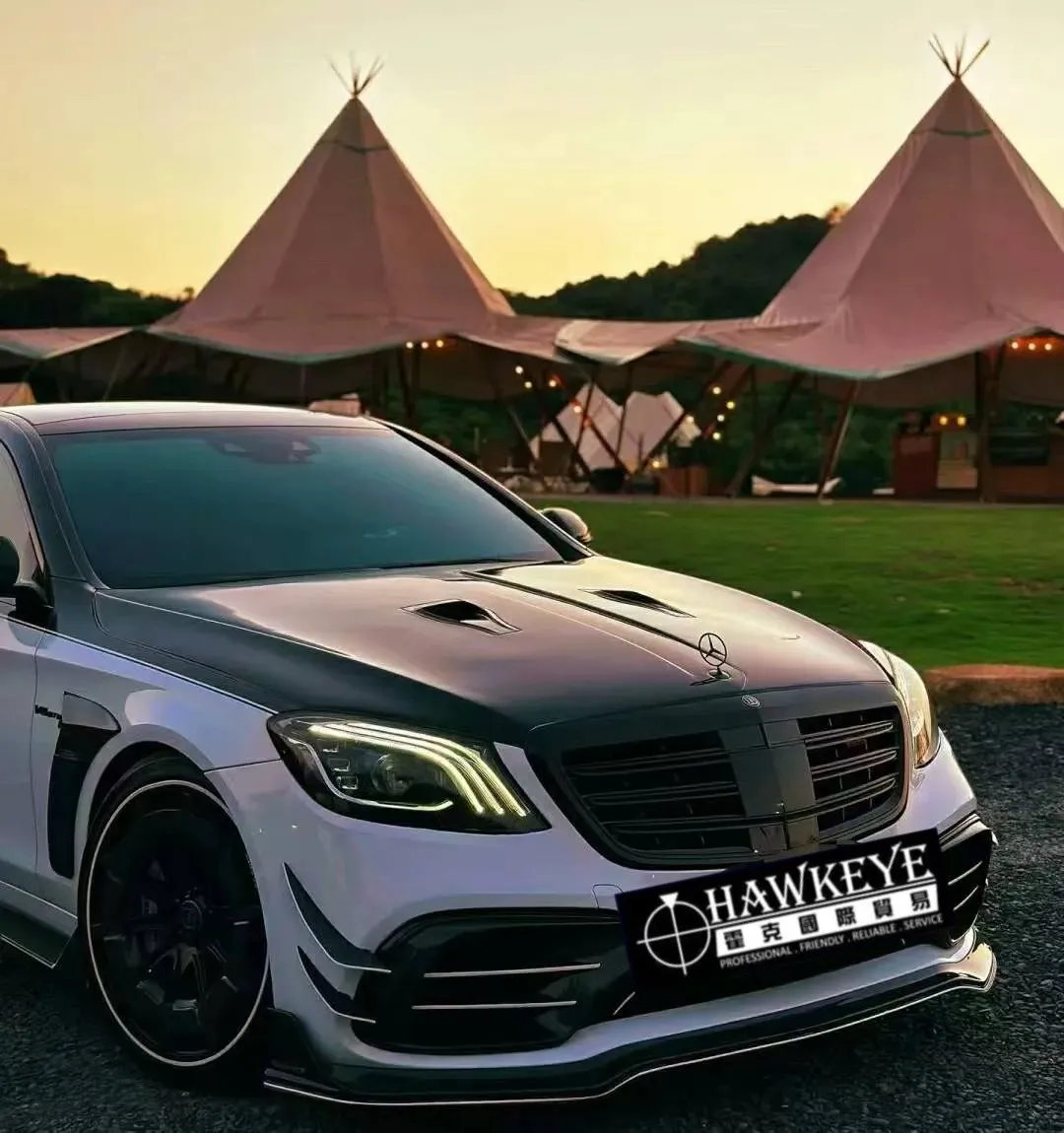 Benz 賓士 S級W222 S63 MSY款碳纖維前槓風刀四件套