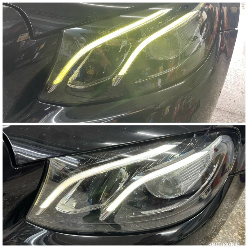 Benz 大燈 維修 修復 日行燈 導光條 泛黃 變黃 W213 LED