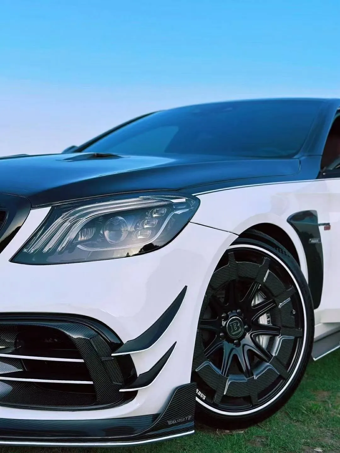 Benz 賓士 S級W222 S63 MSY款碳纖維前槓風刀四件套