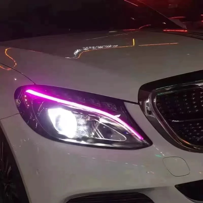 Benz 賓士 W205 日行燈 一抹藍 64色 手機APP選擇顏色