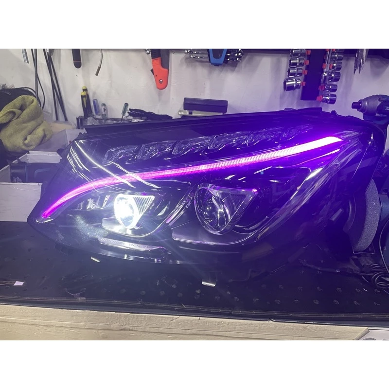 Benz 賓士 W205 日行燈 一抹藍 64色 手機APP選擇顏色