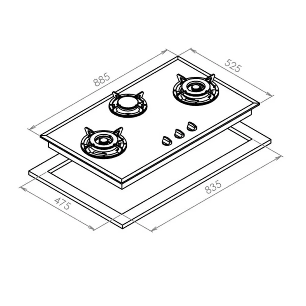 三口歐化檯面玻璃爐 SB-3208