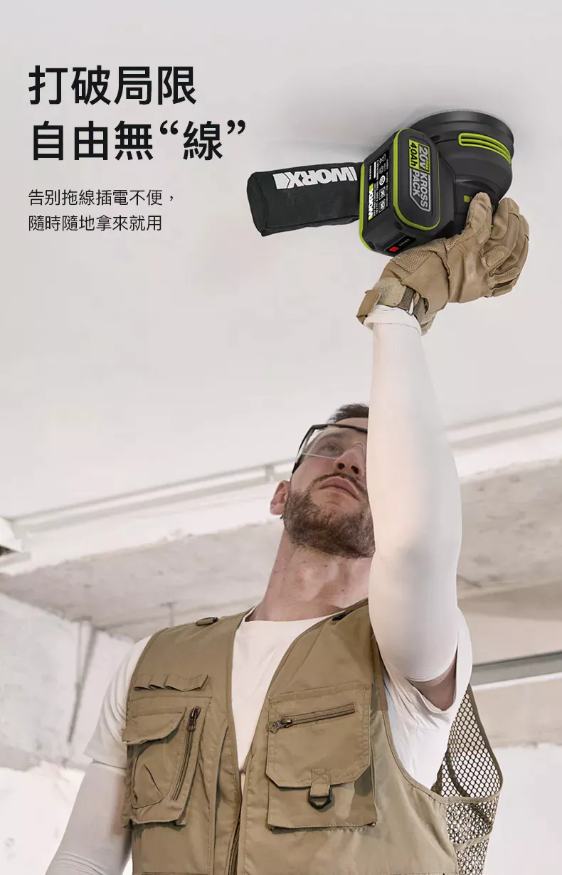 WU657無刷鋰電圓砂機20V 木工研磨 打磨機 洗車 打蠟 拋光 油漆 研磨 手工 集塵 可重複使用 WORX 威克士