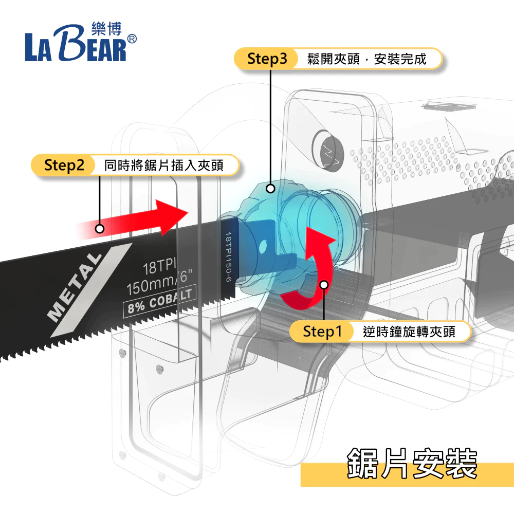【LaBear】軍刀鋸片 鋸條 6-24TPI 雙金屬鋸片 M42 含鈷鋸片 鋸鐵鋸木 竹子切鋸 軍刀鋸專用 往復鋸專用