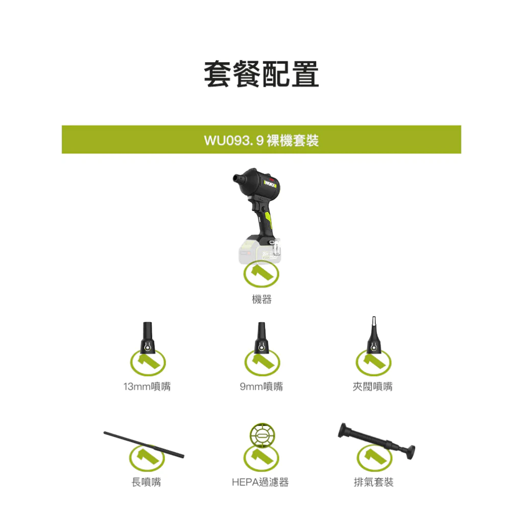 WU093 鋰電無刷空氣除塵槍 20V 吹灰塵 角落 汽車 鍵盤 電腦 手拿 小型 研磨 油漆 水電 WORX 威克士