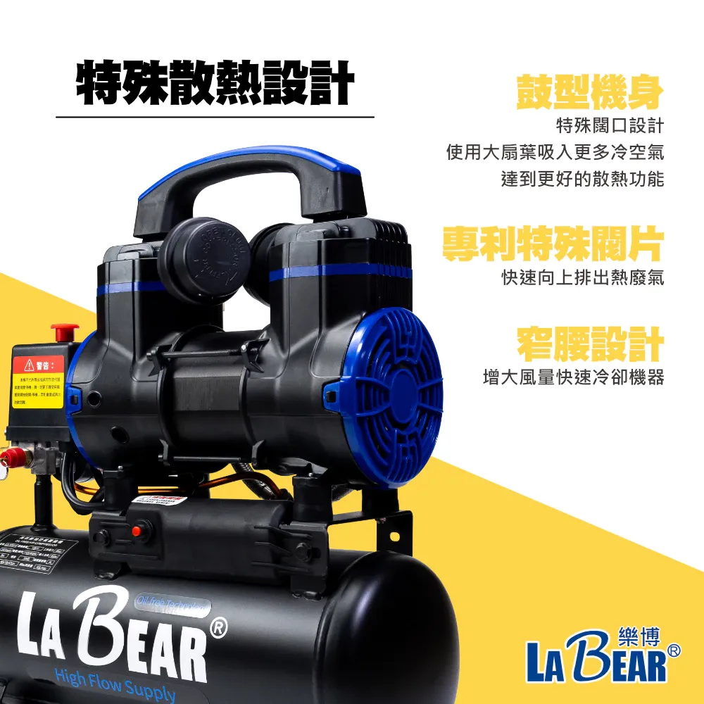 【LaBear】無油空壓機 8L/18L/24L/40L 高效散熱 家用 木工裝潢 無刷空壓機 鐵桶