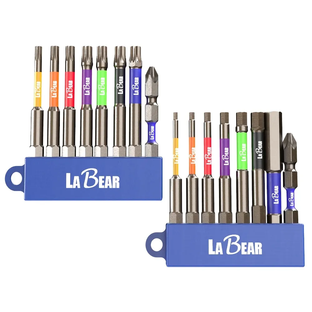 【LaBear】8pcs 彩色 高扭力起子頭 六角/星型 雙溝起子頭 1/4