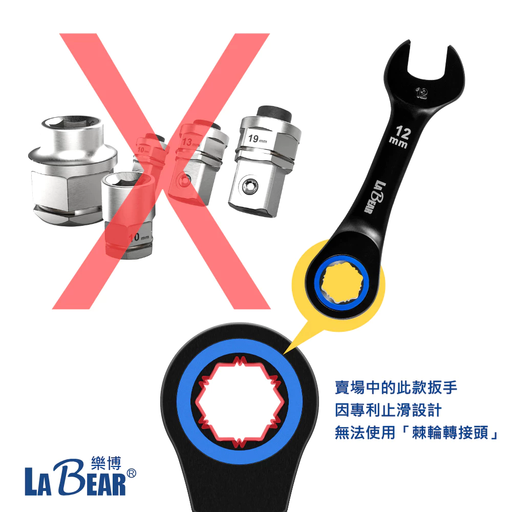 【LaBear】梅開板手 簍空款 電著黑 棘輪梅開扳手/ 搖頭梅開棘輪扳手/ 迷你棘輪梅開扳手 全尺寸組