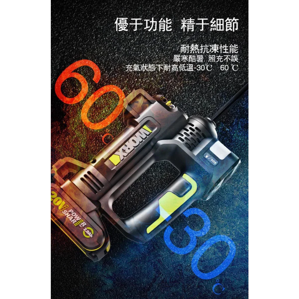WU092 鋰電 雙缸高壓打氣機/泵20V 汽車 機車 胎壓檢測 輪胎 氣墊床 球類 腳踏車 籃球 WORX 威克士