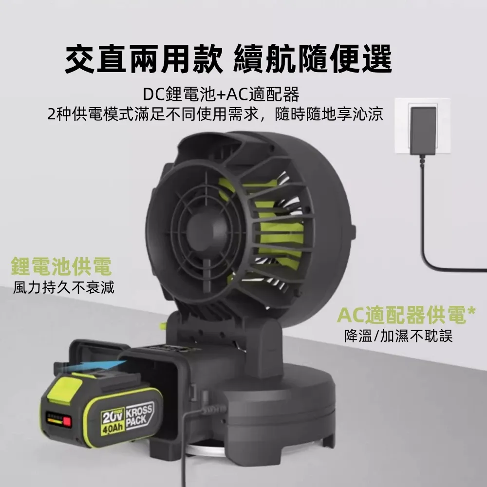 WU053 8吋 噴霧式風扇 20V 4.5m 大風力 露營 工廠 夏季必備 悶熱必備 電源供應器 WORX 威克士