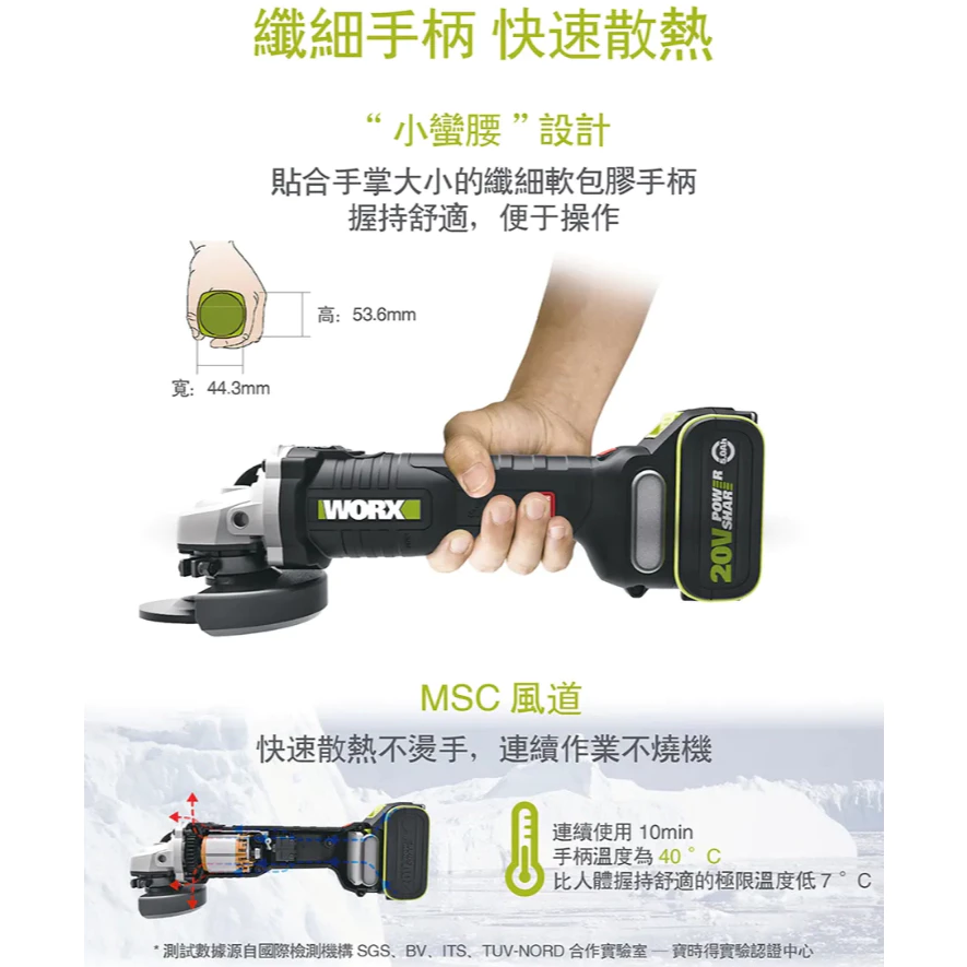 WU808鋰電無刷平面砂輪機20V 100mm切割 平面 粗炳 角磨 拋光 切割 金屬 木頭 水電 木工 WORX威克士