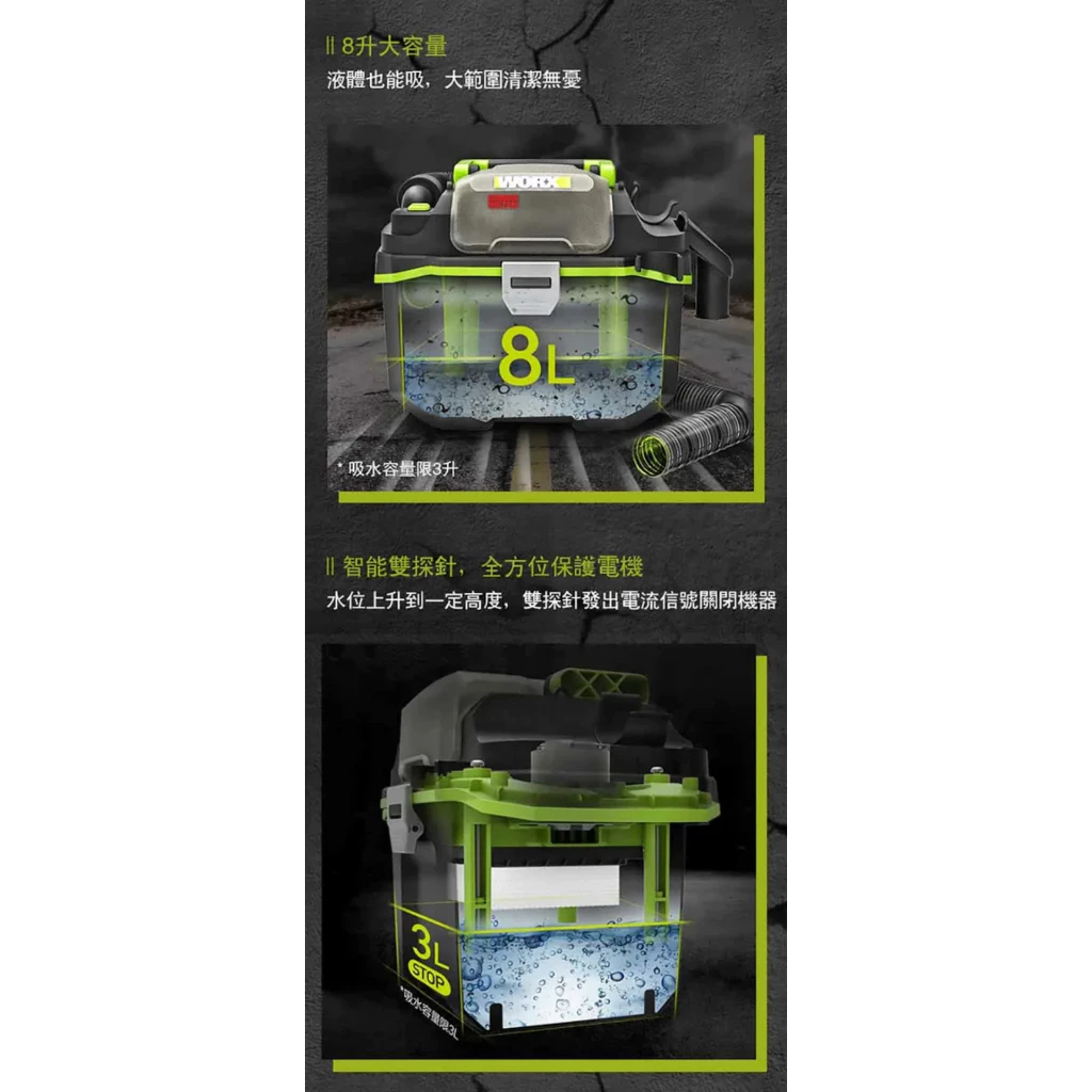 WU036 鋰電無刷箱式 吸/吹兩用 吸塵器 20V 29mm 汽車 皮椅 居家 吸水 打掃 外出方便 WORX 威克士