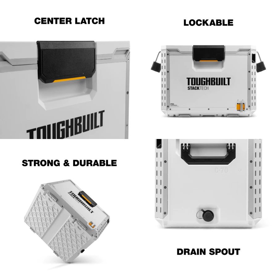 TB-B1-C-70 5⽇保冷箱 TOUGHBUILT托比爾 快扣 工具箱 托盤 冰箱 防水 堆疊式 釣魚 露營 雙鎖點