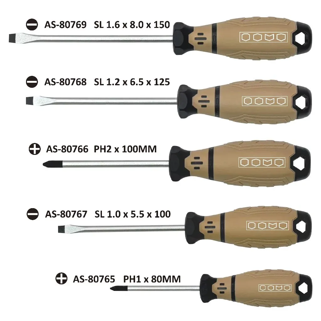 愛森諾工具/Arsenal Tool 5PC 螺絲起子組 魚雷起子 十字起子 一字起子 起子組 魚雷手柄 止滑手柄台灣製