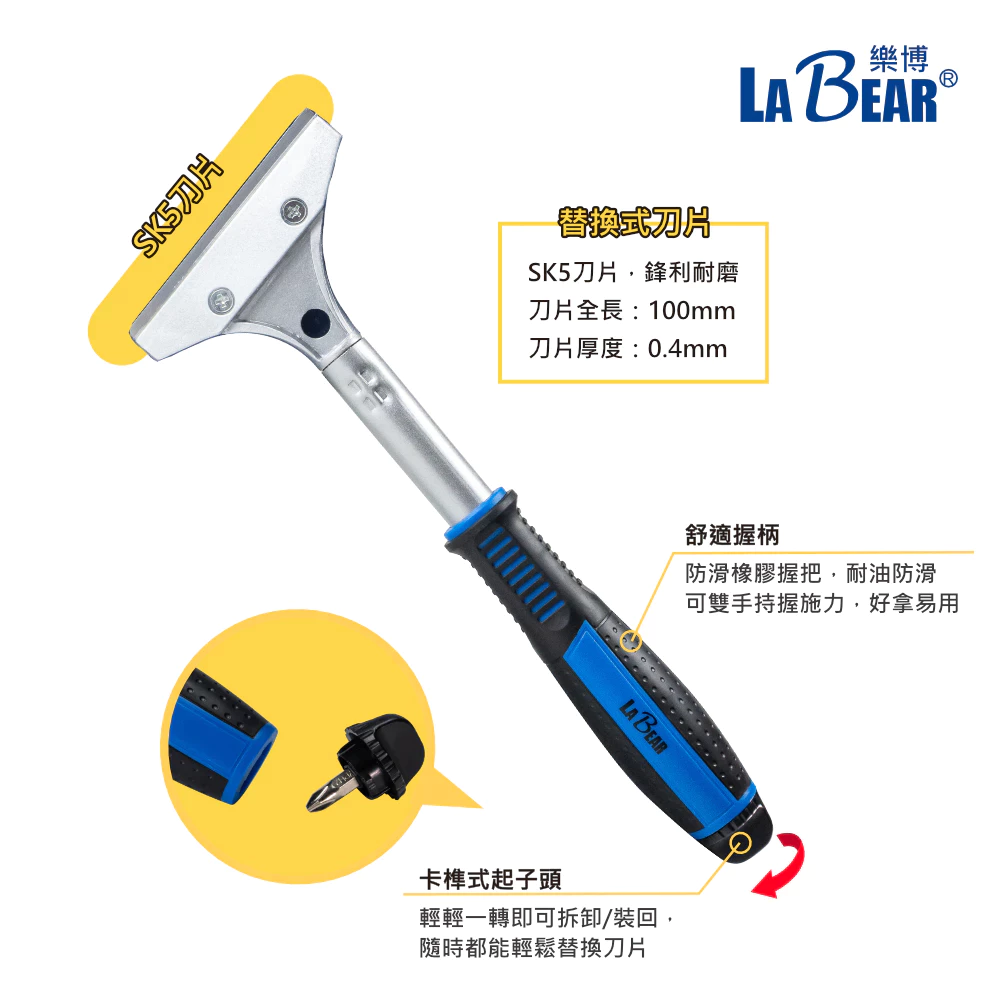【LaBear】重型 去漆刮刀 清潔刮刀 中柄 壁癌刮刀 除膠刮刀 壁紙刮刀 可替換刀片 除貼紙 除油漆 清潔刀鏟