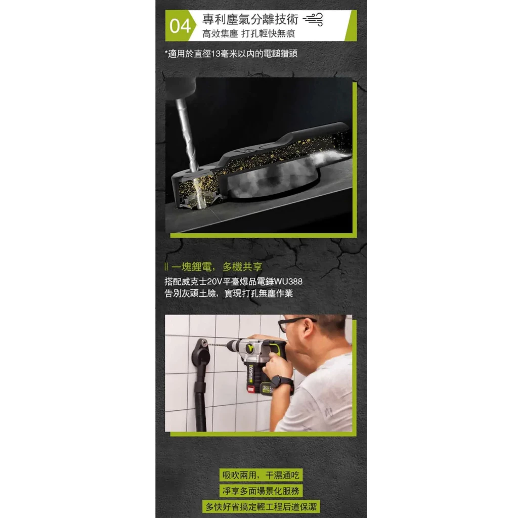 WU036 鋰電無刷箱式 吸/吹兩用 吸塵器 20V 29mm 汽車 皮椅 居家 吸水 打掃 外出方便 WORX 威克士