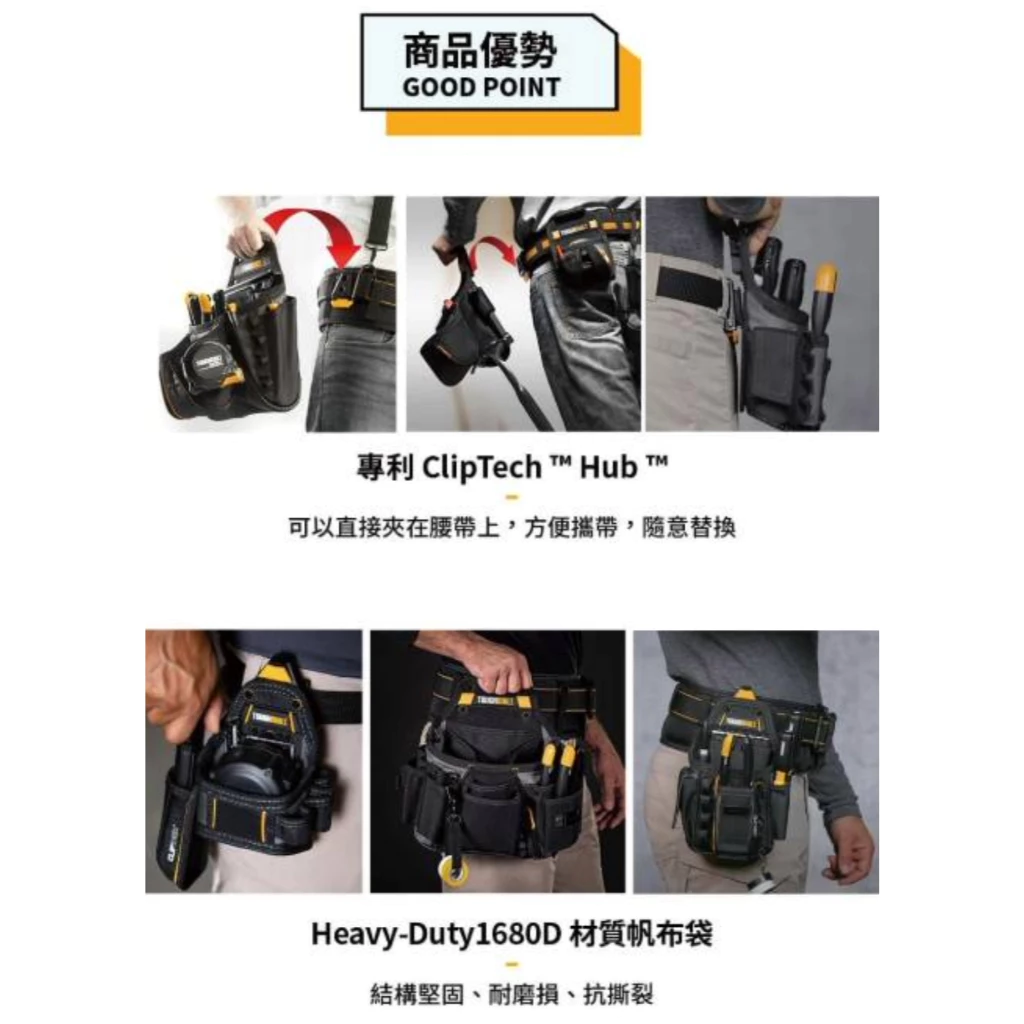 TB-CT-34 電工專用袋 TOUGHBUILT 托比爾 13格收納 後支架 捲尺扣 膠帶鍊 收納蓋 快扣式 工具袋