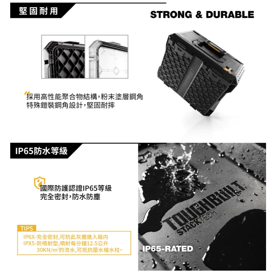 TB-B1-O-30 大零件盒 TOUGHBUILT托比爾 快扣 工具箱 防水 水電 堆疊式 零件 模型 螺絲 透明上蓋
