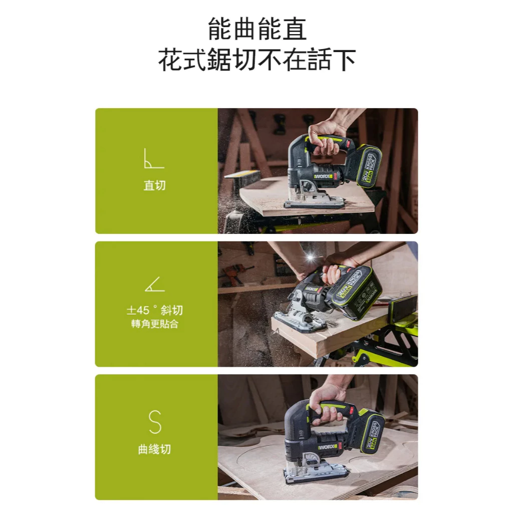 WU550 無刷鋰電曲線鋸20V 木工 角度切割 往復鋸 木工必備 金屬 木頭 鋸子 裝潢 WORX 威克士