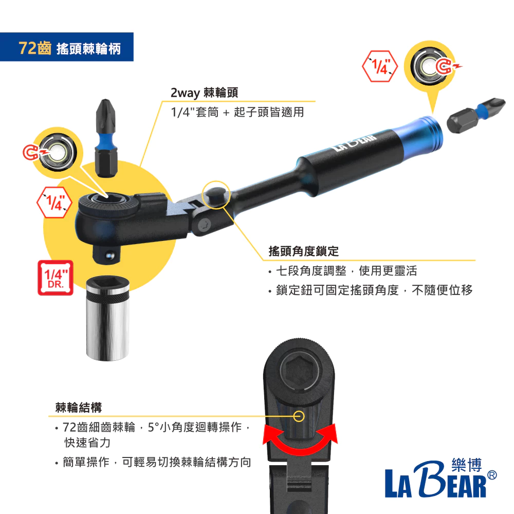 【LaBear 】固定式 搖頭棘輪 29件組 多功能棘輪套筒起子組 角度鎖定 棘輪柄 齒型套筒 套筒/扳手起子頭組