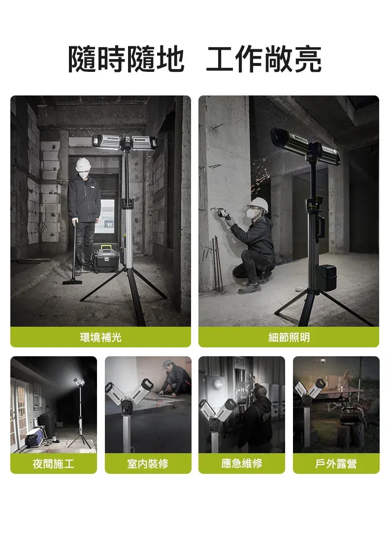 WU029 LED伸縮工作燈 20V 塔燈 露營 雙色溫 黃 白 高亮度 深夜施工 超高亮度 大廣角 WORX 威克士