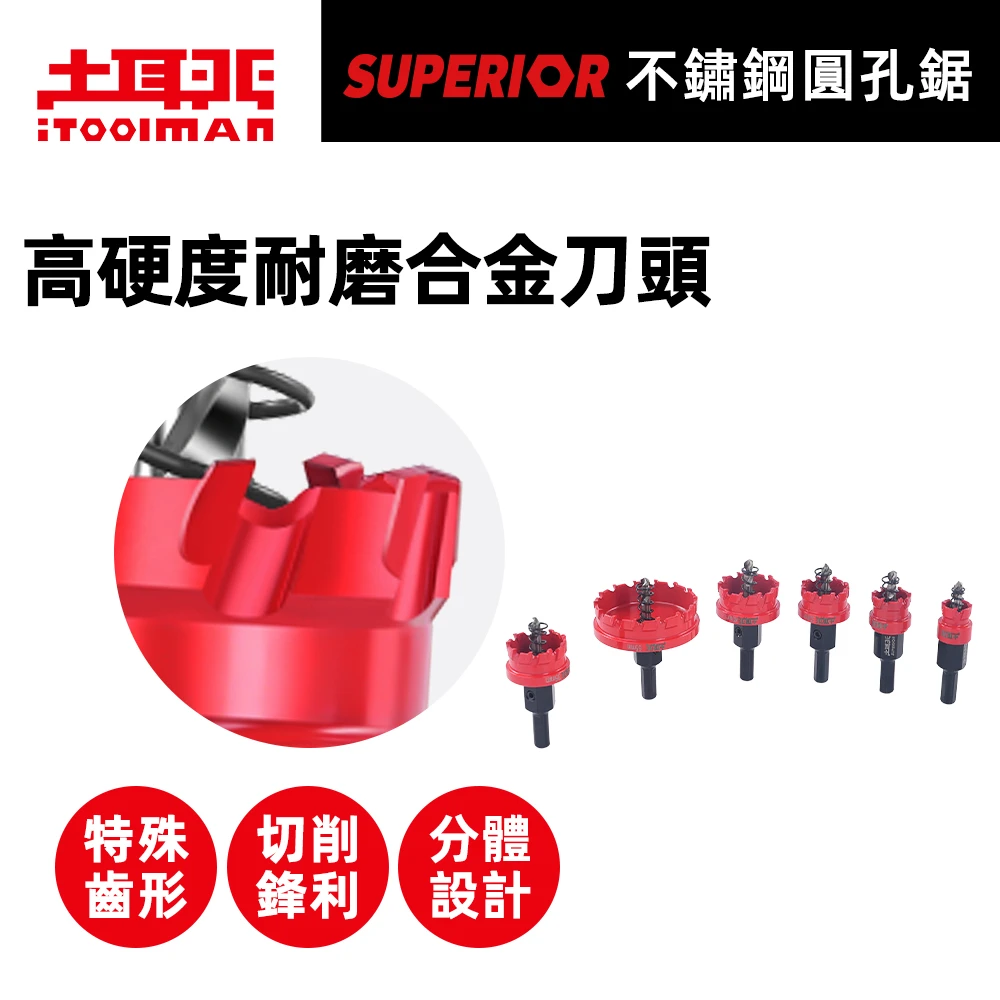 宅水電X土耳門 合金圓孔鋸 分體式開孔器 不鏽鋼開孔器 鐵板孔鋸 圓穴鋸 崁燈 木板 金屬開孔鋸 13-65mm