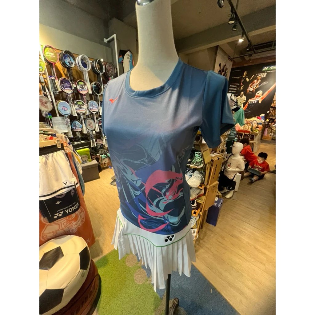 美津濃MIZUNO 女羽球短袖T恤 72TAD70115｜藍灰