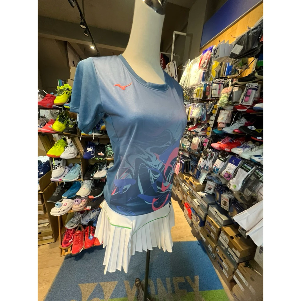 美津濃MIZUNO 女羽球短袖T恤 72TAD70115｜藍灰