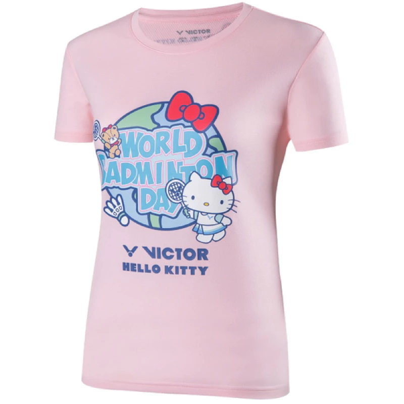 【VICTOR】{世界羽球日/女款} VICTOR X HELLO KITTY 聯名T恤 T-KT301