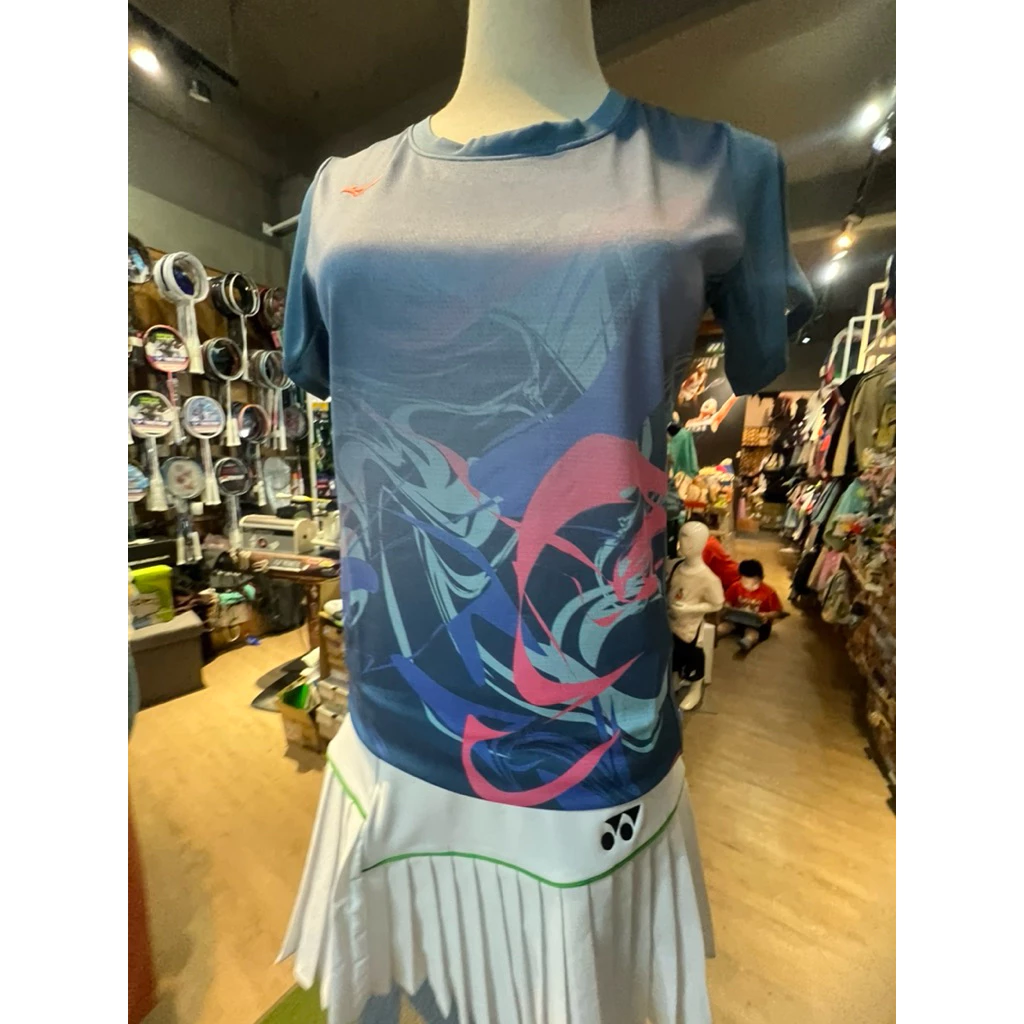 美津濃MIZUNO 女羽球短袖T恤 72TAD70115｜藍灰