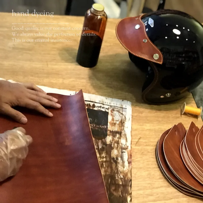 leather visor 手作皮革帽舌 - 銅釦 深綠色