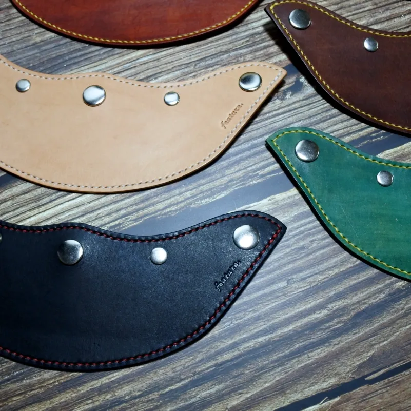 leather visor 手作皮革帽舌 - 銀釦 深綠色