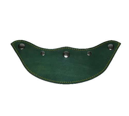 leather visor 手作皮革帽舌 - 銀釦 深綠色