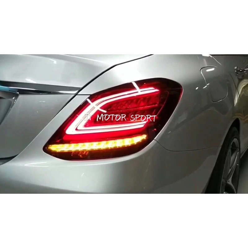 全新 BENZ W205 2019年 歐規高階改新款 C型 光導 LED 黑框 紅白 尾燈