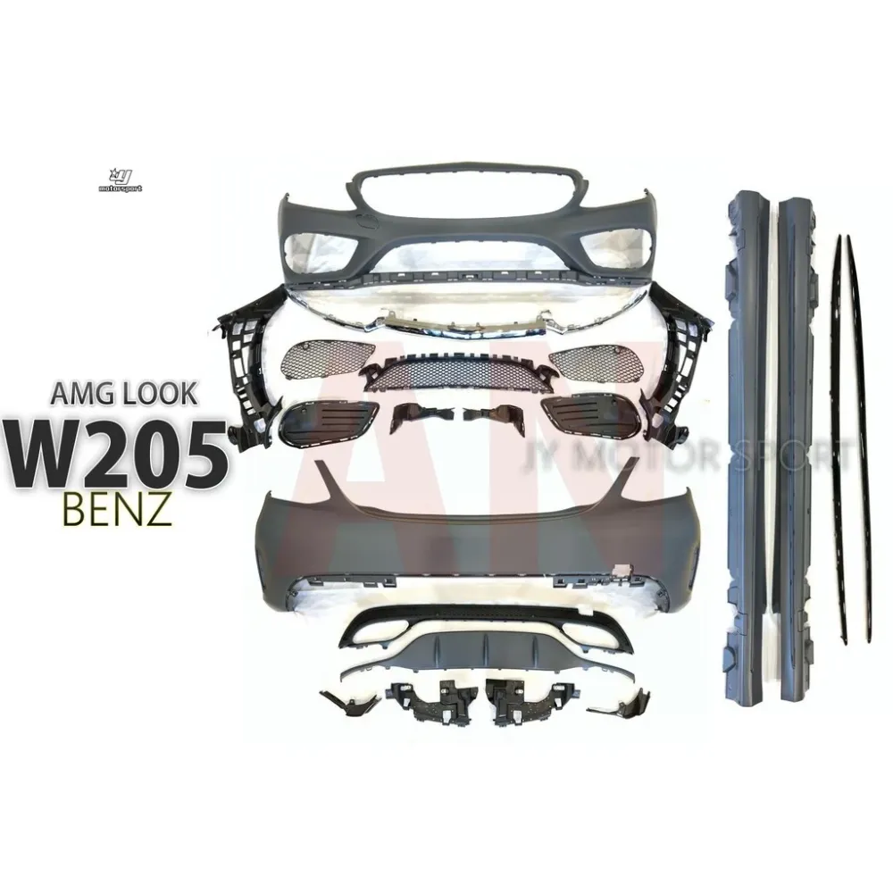 全新 空力套件 BENZ W205 C200 C300 改 AMG 前保桿 側裙 後保桿 素材 AN