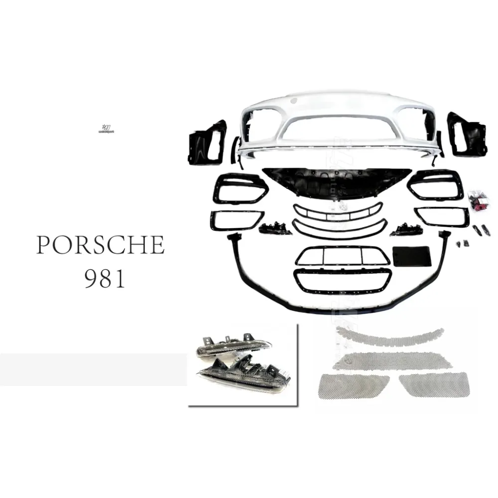 全新 保時捷 Porsche 981 改裝 GT4 樣式 前保桿 前大包 素材 含日行燈 前下巴