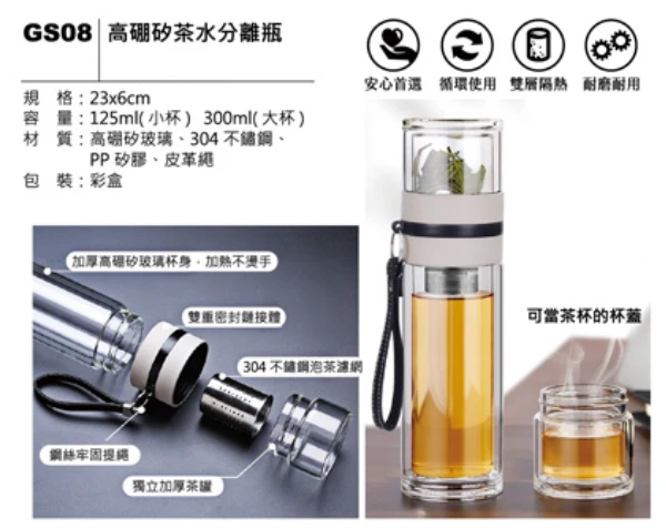 高硼矽茶水分離瓶