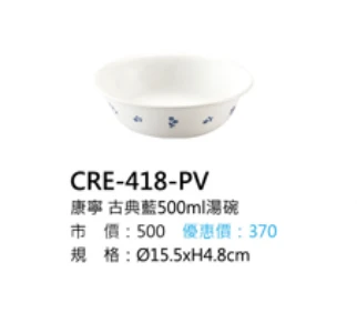 康寧 古典藍500ml湯碗