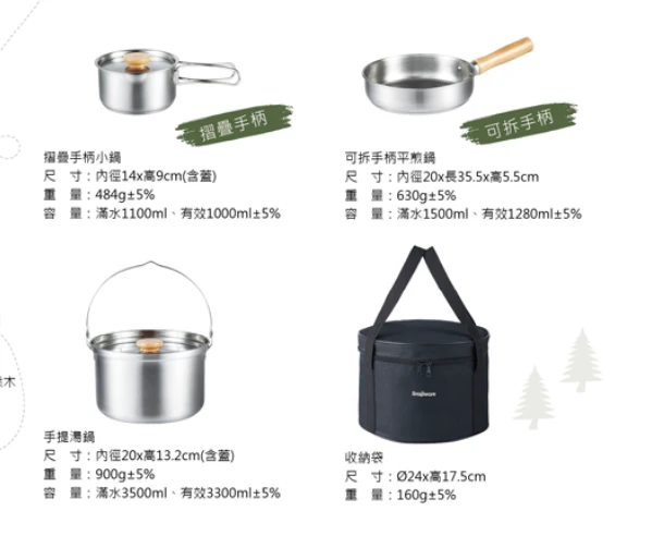 康寧可收納不鏽鋼鍋具7件組
