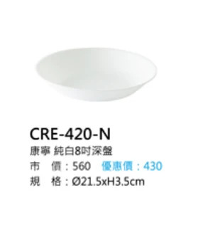 康寧 純白8吋深盤