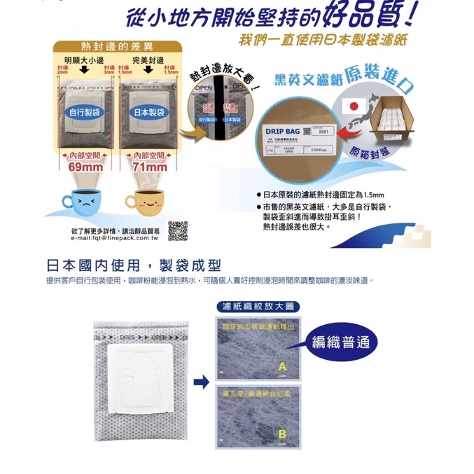 【耳掛咖啡濾紙】日本製/ 濾掛咖啡☕️掛耳濾紙內袋 50入（窄版74*90mm）