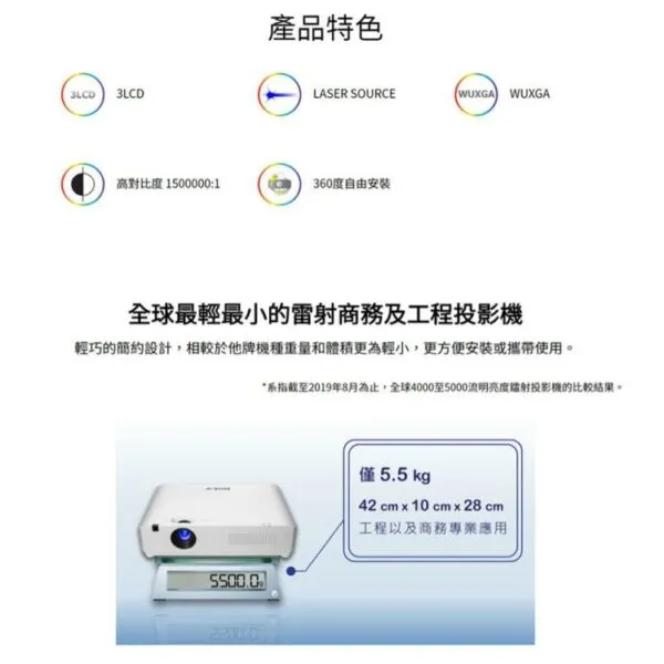 ROLY RL-A400U [WUXGA高解析度 4000流明] 輕量級雷射商務投影機 現貨含稅