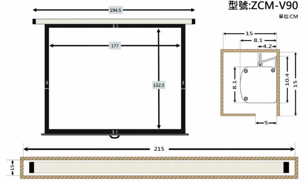 ZERO ZCM-V90 豪華型手拉布幕 4:3 90吋 1.0高增益 台製品牌 鋁合金手拉布幕