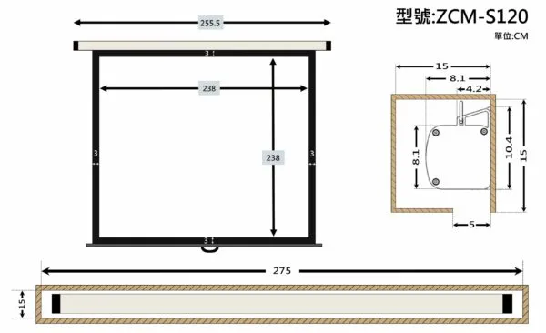 ZERO ZCM-S120 豪華型手拉布幕 1:1 120吋 1.0高增益 台製品牌 鋁合金手拉布幕
