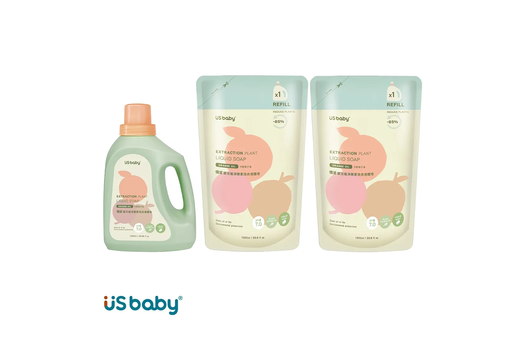 優生 嬰兒植淨酵素洗衣液體皂-1200ml+1000ml+1000ml(1罐2補組)