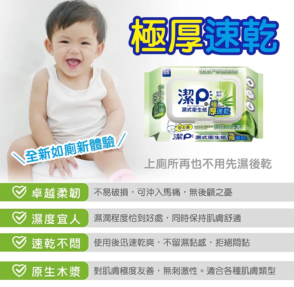 潔P濕式衛生紙-植萃清新2片10包入