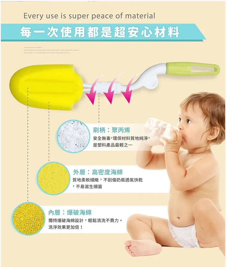 優生 雙效海綿旋轉奶瓶刷【替換刷頭組】-綠蠵龜