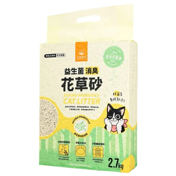 汪喵星球 益生菌消臭花草豆腐砂 (條型) 2.7kg
