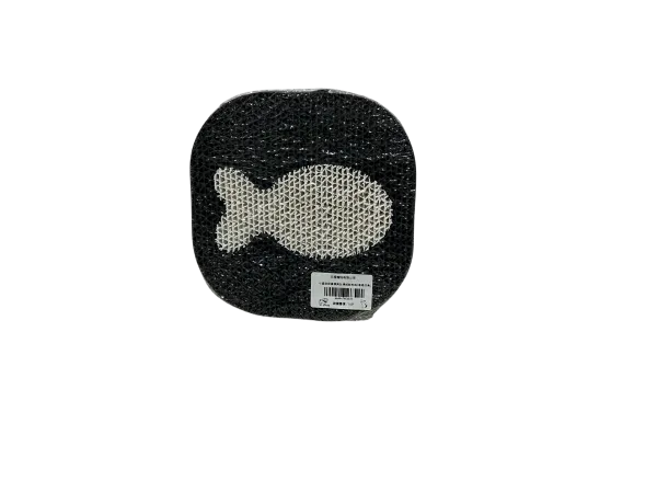 可固定保護家具瓦楞紙貓抓板（黑底白魚）
