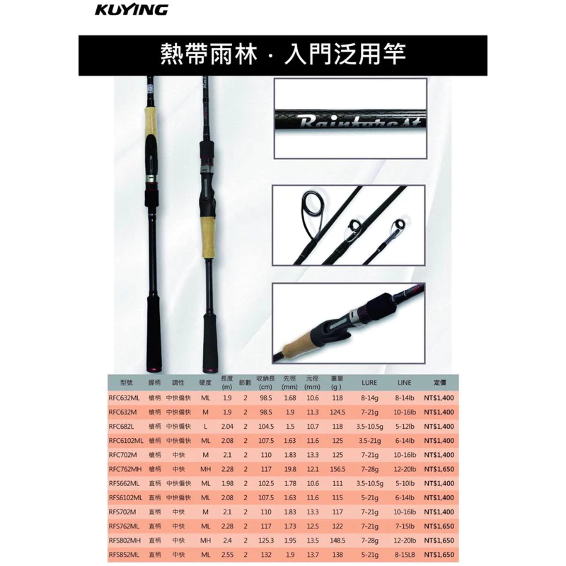 【LUREER】 酷影 KUYING 熱帶雨林 入門泛用竿 超多規格 高CP值 路亞竿 路亞 新手 鱸魚 捲仔 三間